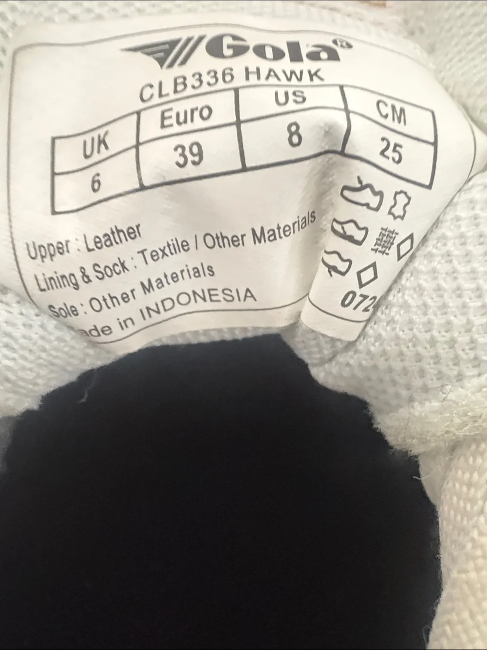 Gola Classics Women's Hawk Sneakers‎ Size 8 White/Black/Gold